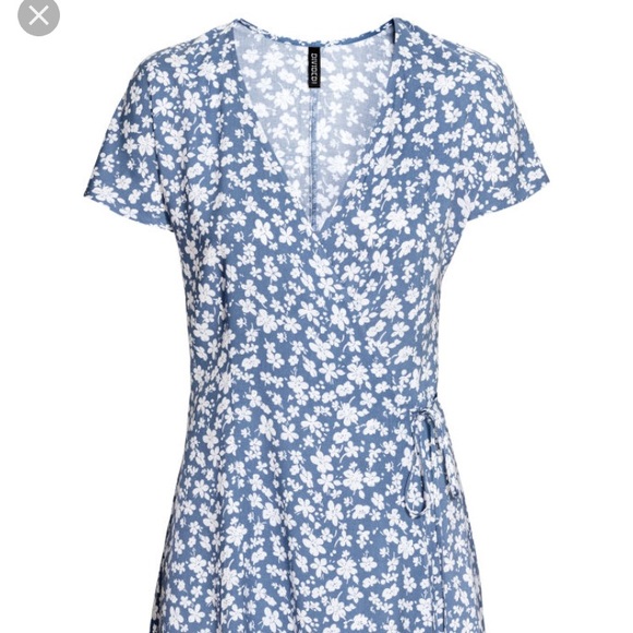 h&m wrap dress blue